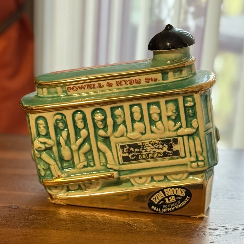 Vintage 1968 Ezra Brooks "Powell & Hyde St." Trolley Car Whiskey Decanter.